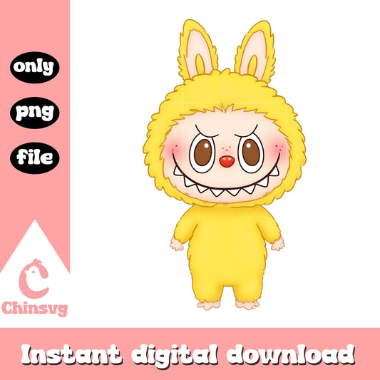 Cute yellow labubu design png, yellow labubu png, labubu art png