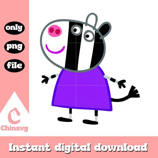 Cute zoe zebra character design png, zoe zebra peppa pig png