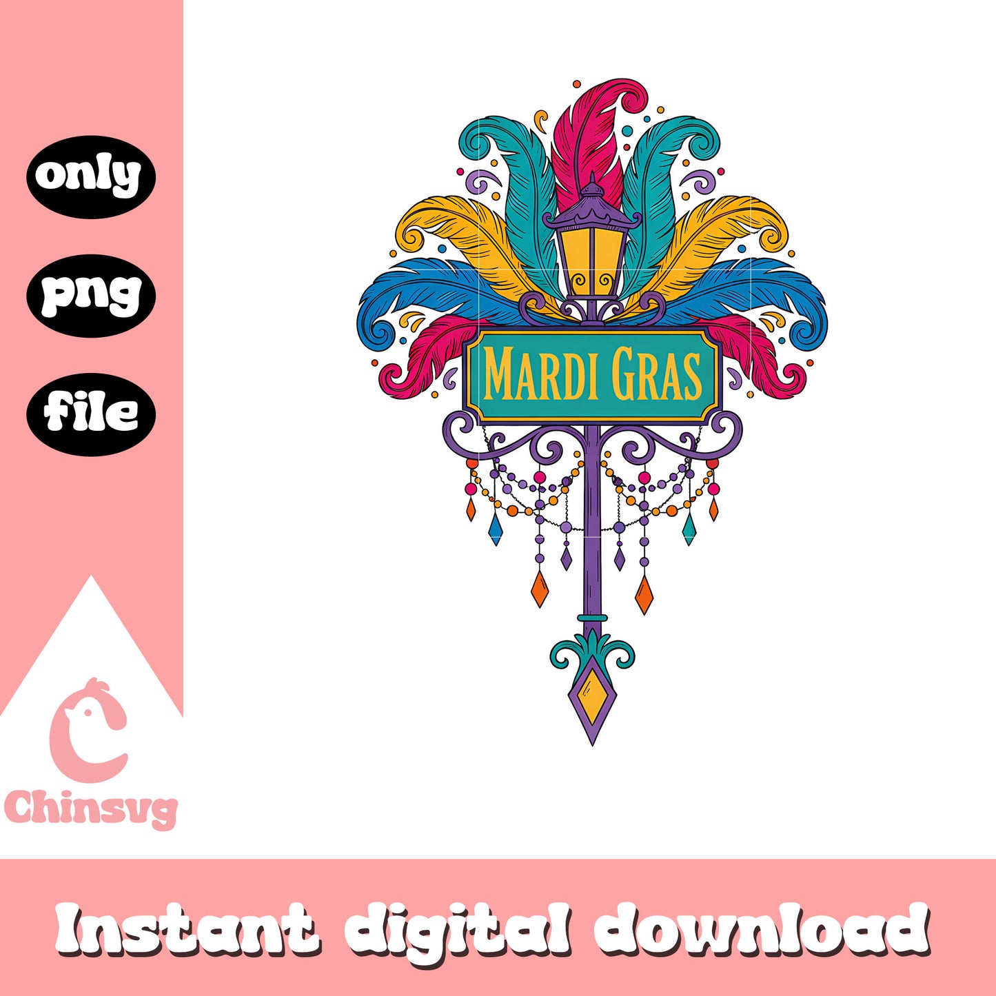 Cutout decoration mardi gras png, mardi gras spring break​ png