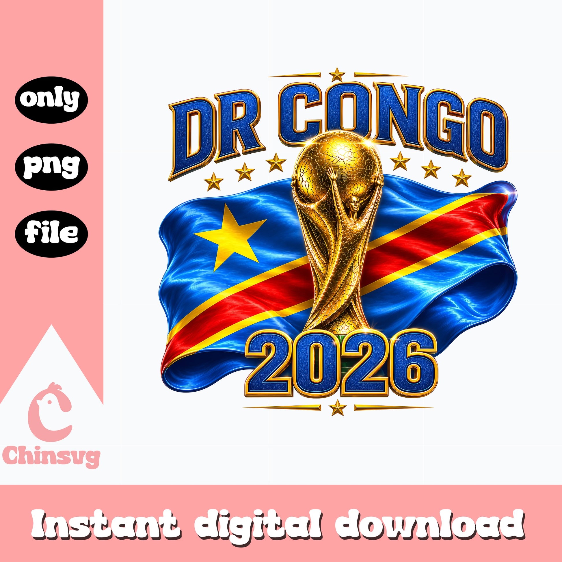 DR Congo 2026 World Cup PNG, Soccer Trophy Flag, Football PNG