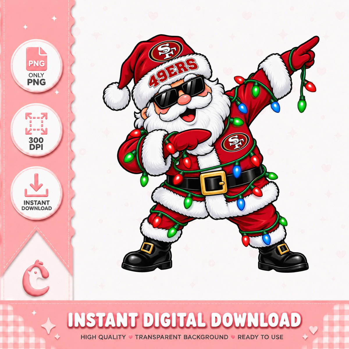 Dabbing Santa 49ers PNG, Christmas Football Santa, 49ers Holiday PNG