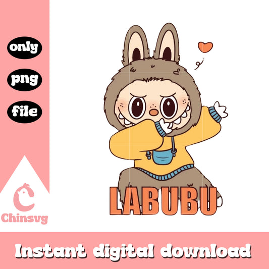 Dab pose labubu cute doll design png, cute labubu png