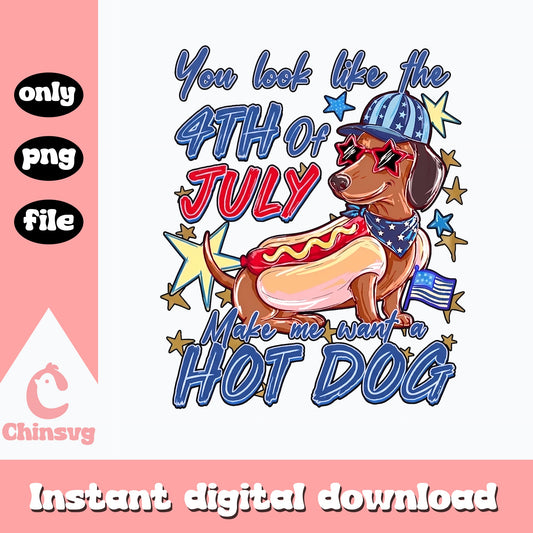Dachshund 4th Of July SVG, Hot Dog Patriotic Design, PNG File