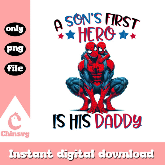Dad and son spiderman png, advengers png, dad quotes png