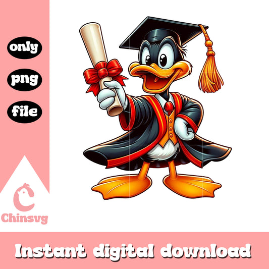 Daffy duck design graduation png, graduation day design png