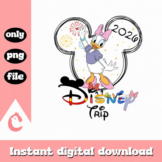 Daisy Duck Disney Trip 2026 PNG, Disney Vacation PNG, Mickey PNG