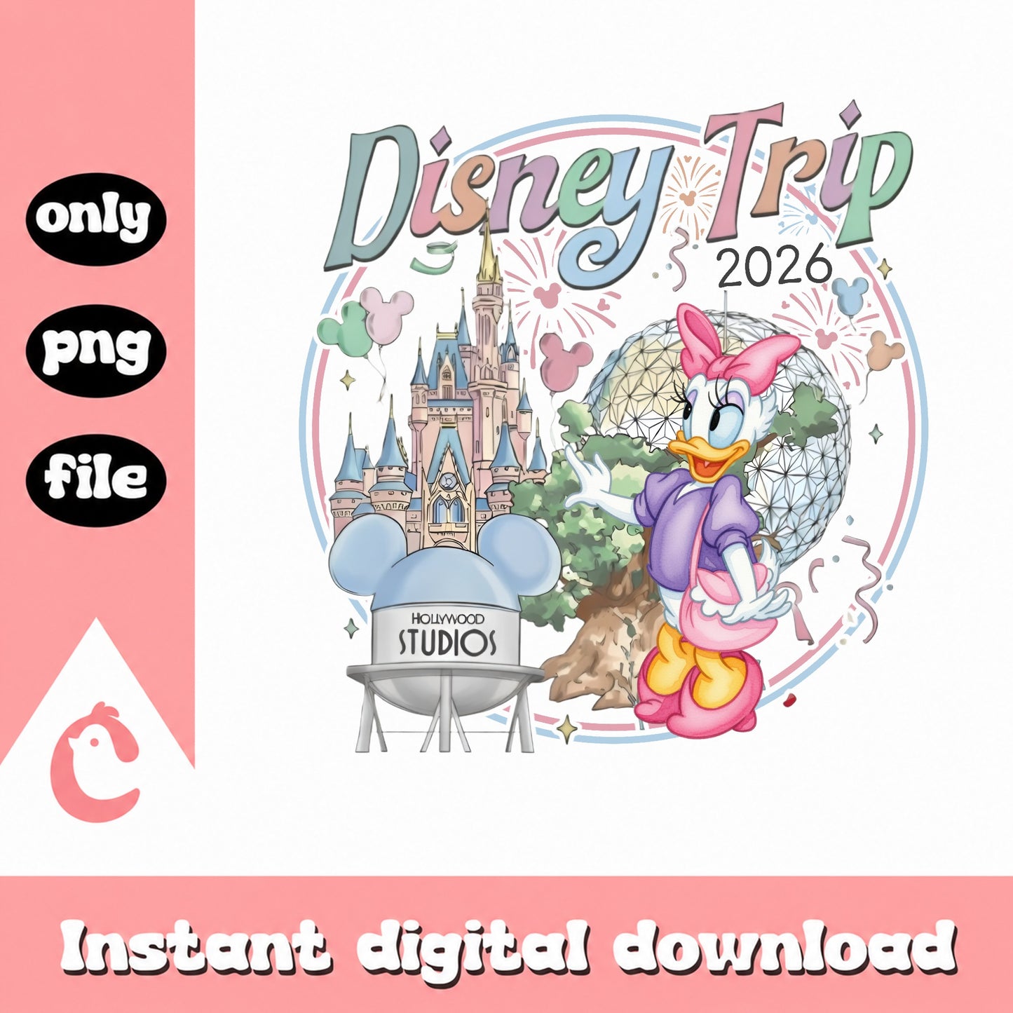 Daisy Duck Disney Trip 2026 PNG, Disney World PNG, Disney PNG