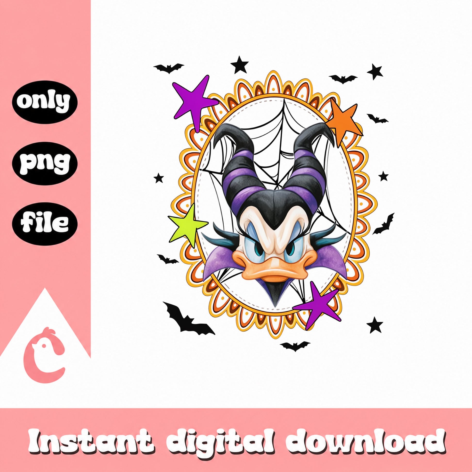 Daisy Duck Halloween PNG, Disney Villain PNG, Spooky Clipart PNG