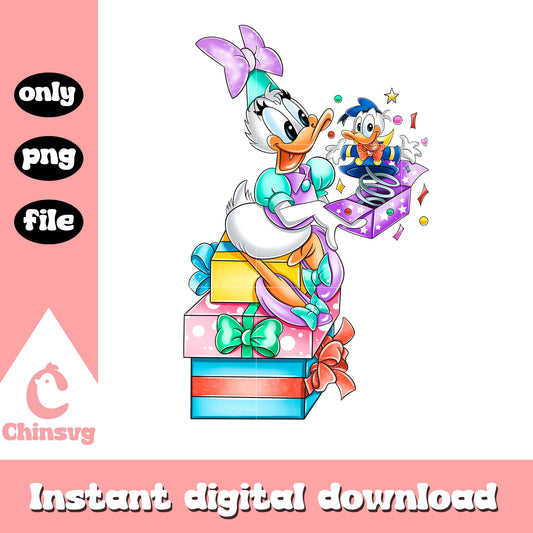 Daisy and donald duck birthday gif design png, disney characters png