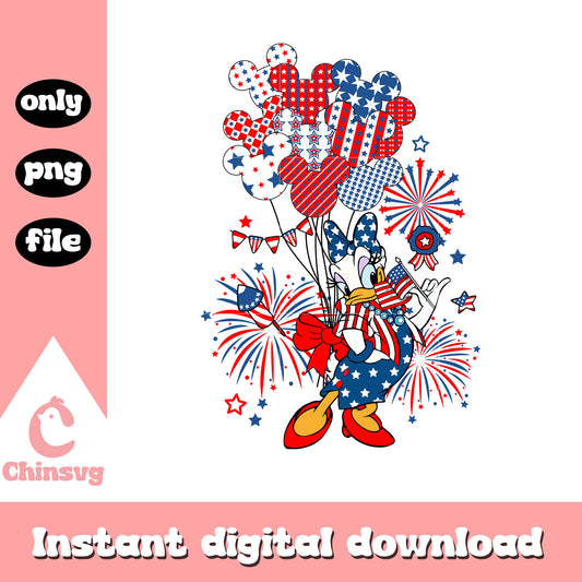 Daisy duck 4th of july balloon png, disney character 4th of july png