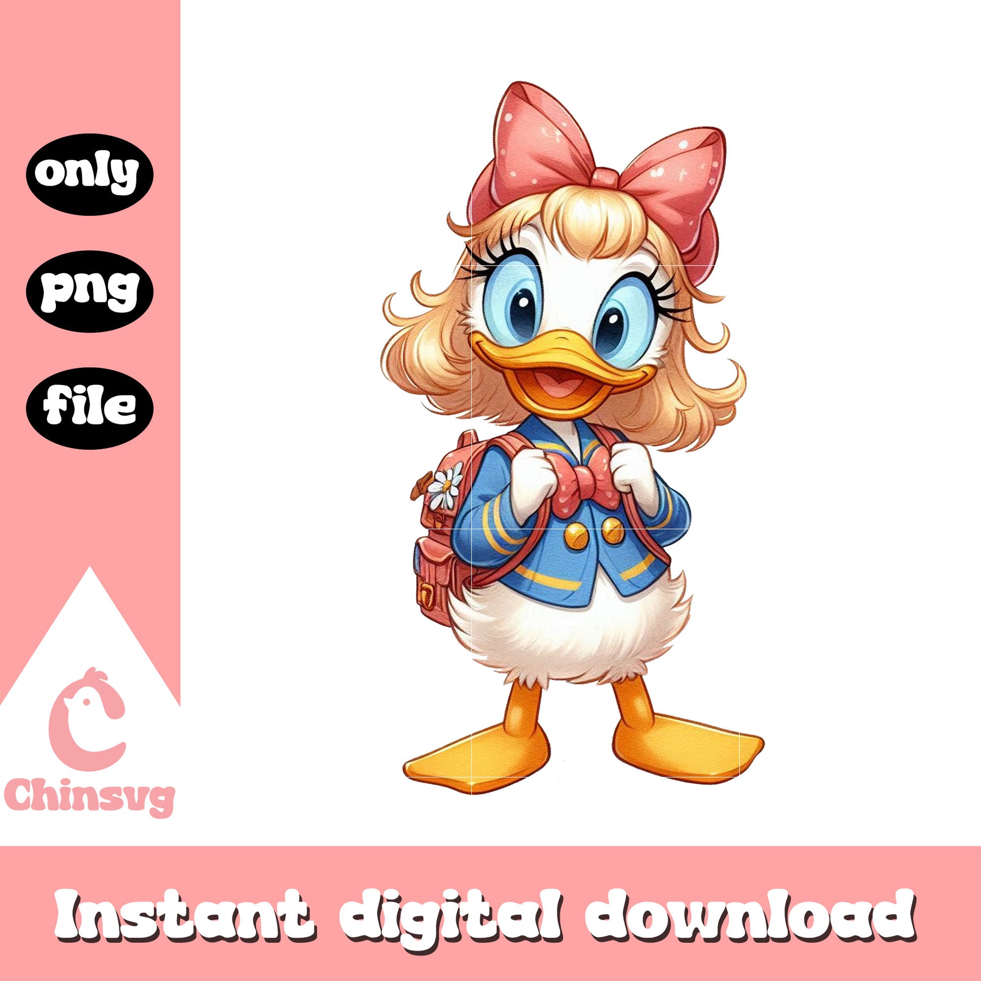 Daisy duck character back to school png, disney school png