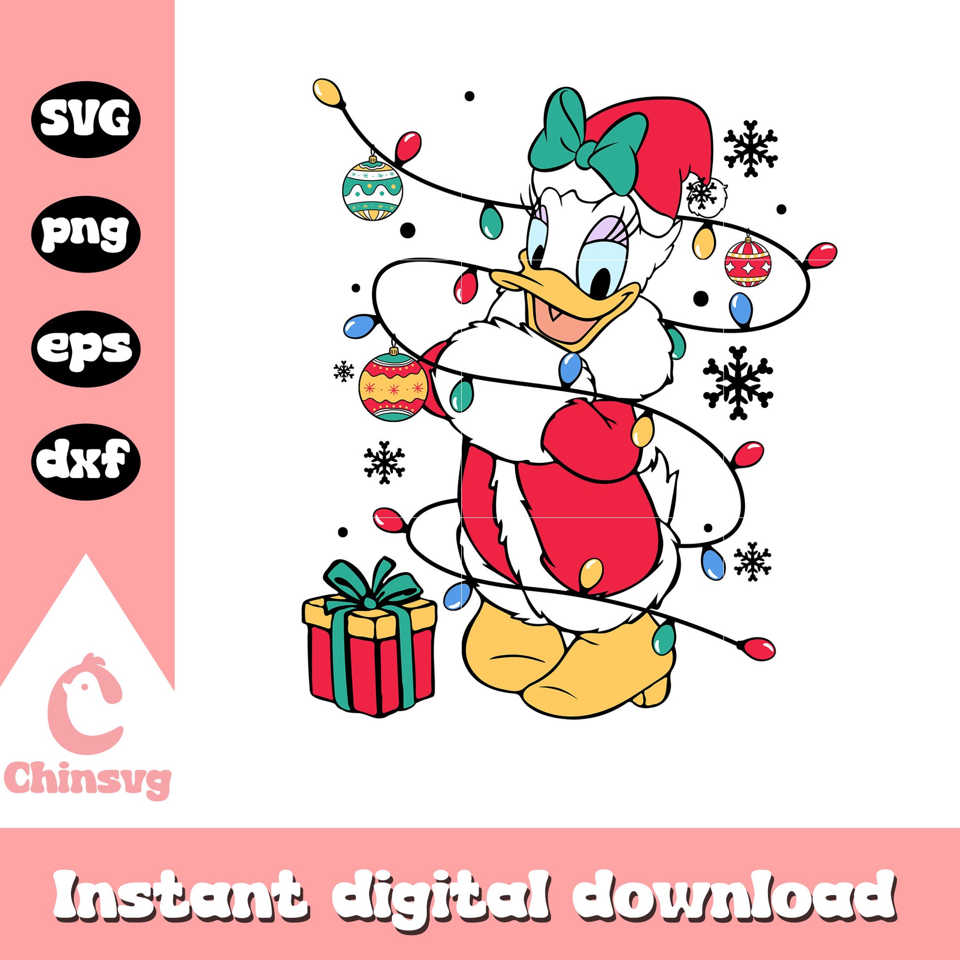 Daisy duck christmas outfits design svg, disney daisy svg