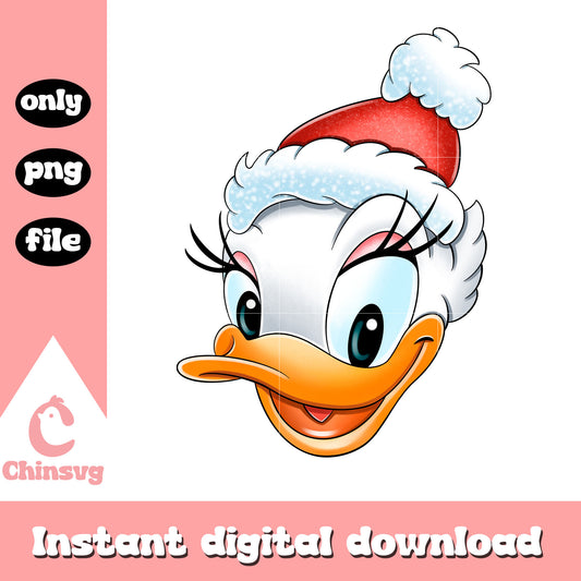 Daisy duck disney head christmas design png, daisy duck christmas png