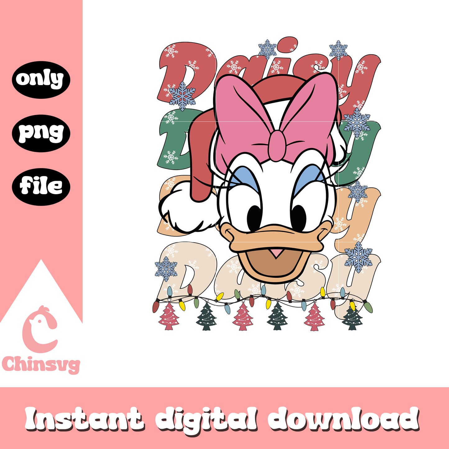 Daisy duck face christmas snow png, daisy christmas​ png