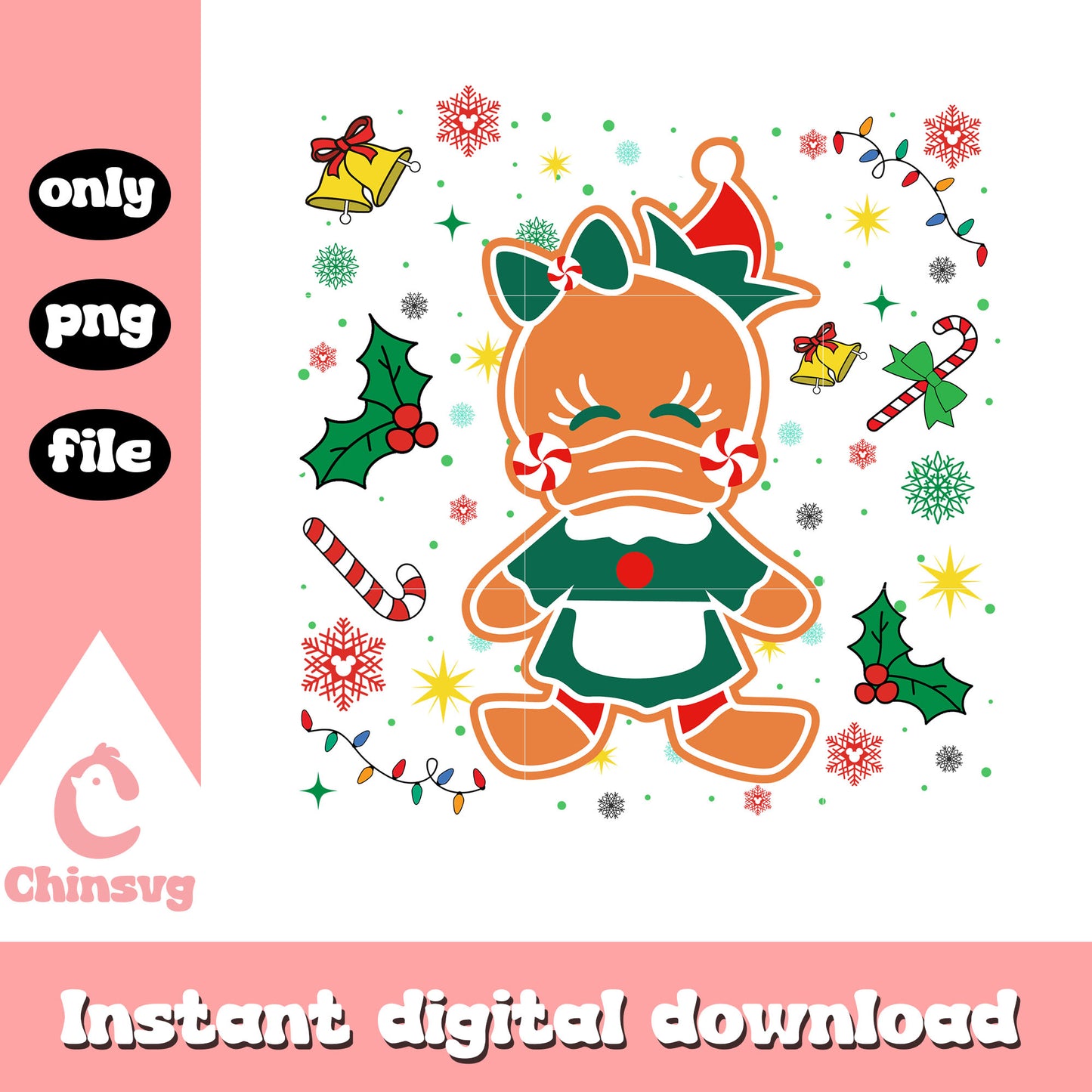 Daisy duck gingerbread png, christmas cookies png