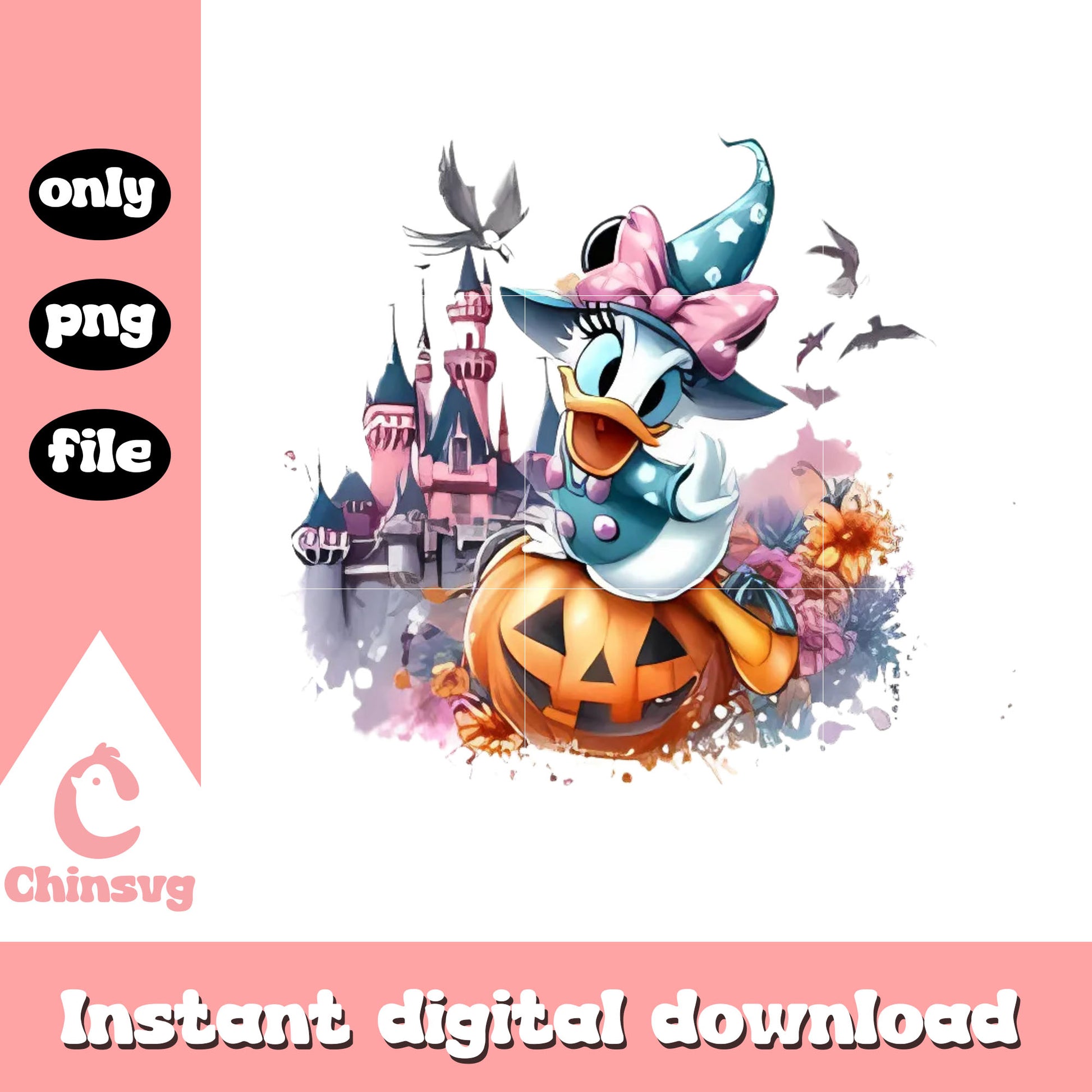 Daisy duck halloween castle png, spooky season png