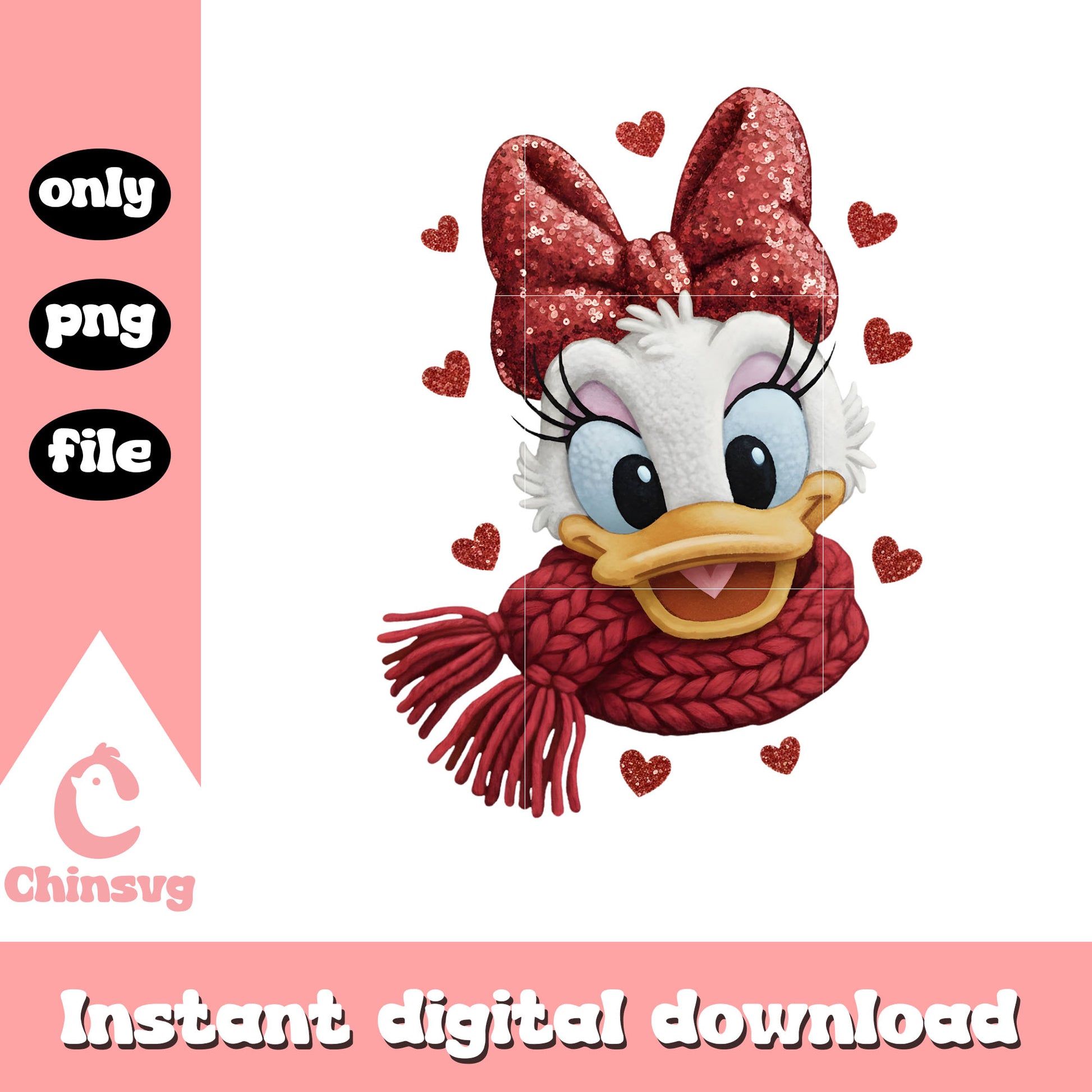 Daisy duck valentine crochet png, disney valentines​ png