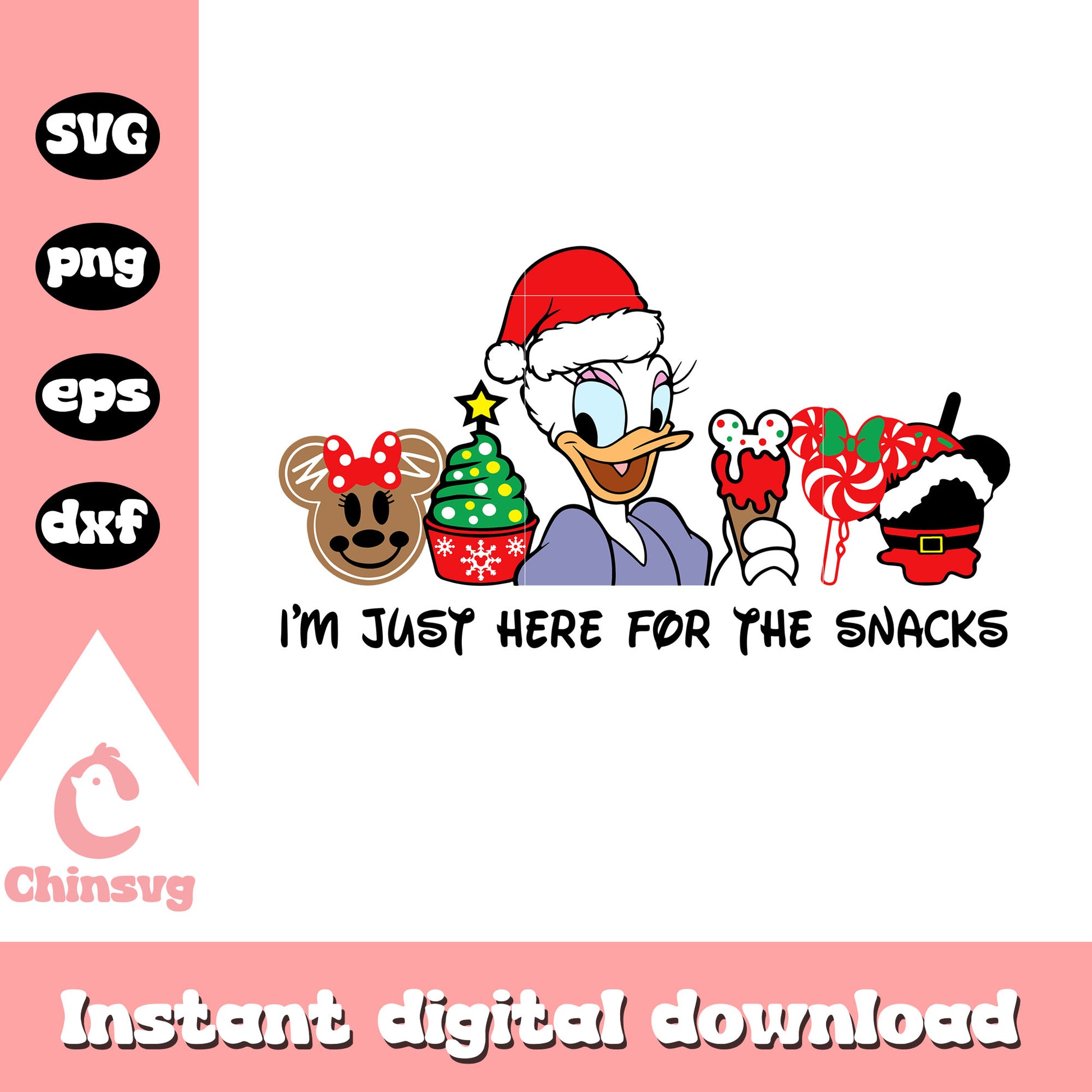 Daisy i'm just here  for the snacks svg, daisy duck svg