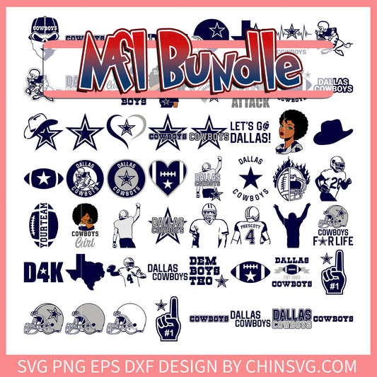Dallas Cowboys rugby ball bundle svg, nfl games today svg