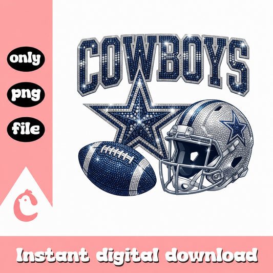 Dallas Cowboys Bling PNG, Football Helmet Star PNG, Sublimation PNG