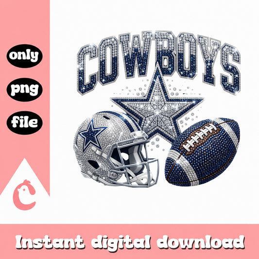 Dallas Cowboys Bling PNG, Football Helmet Sublimation PNG, NFL PNG