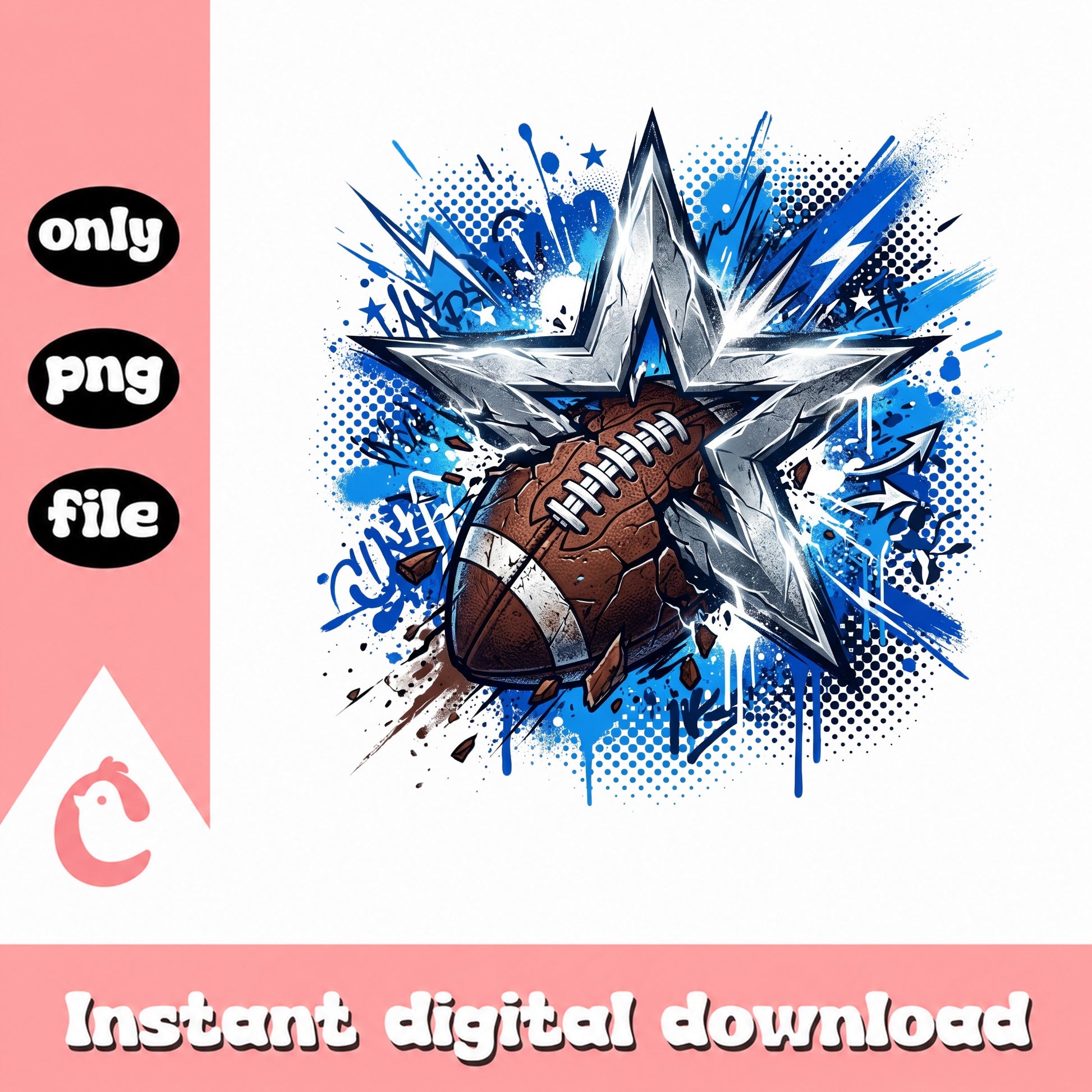 Dallas Cowboys Football Star PNG, Grunge Football PNG, NFL PNG