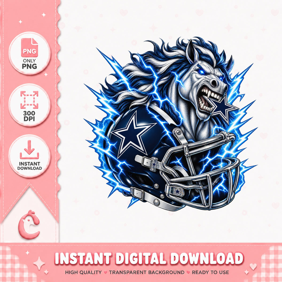 Dallas Cowboys Horse PNG, Football Team Mascot, Instant Download PNG