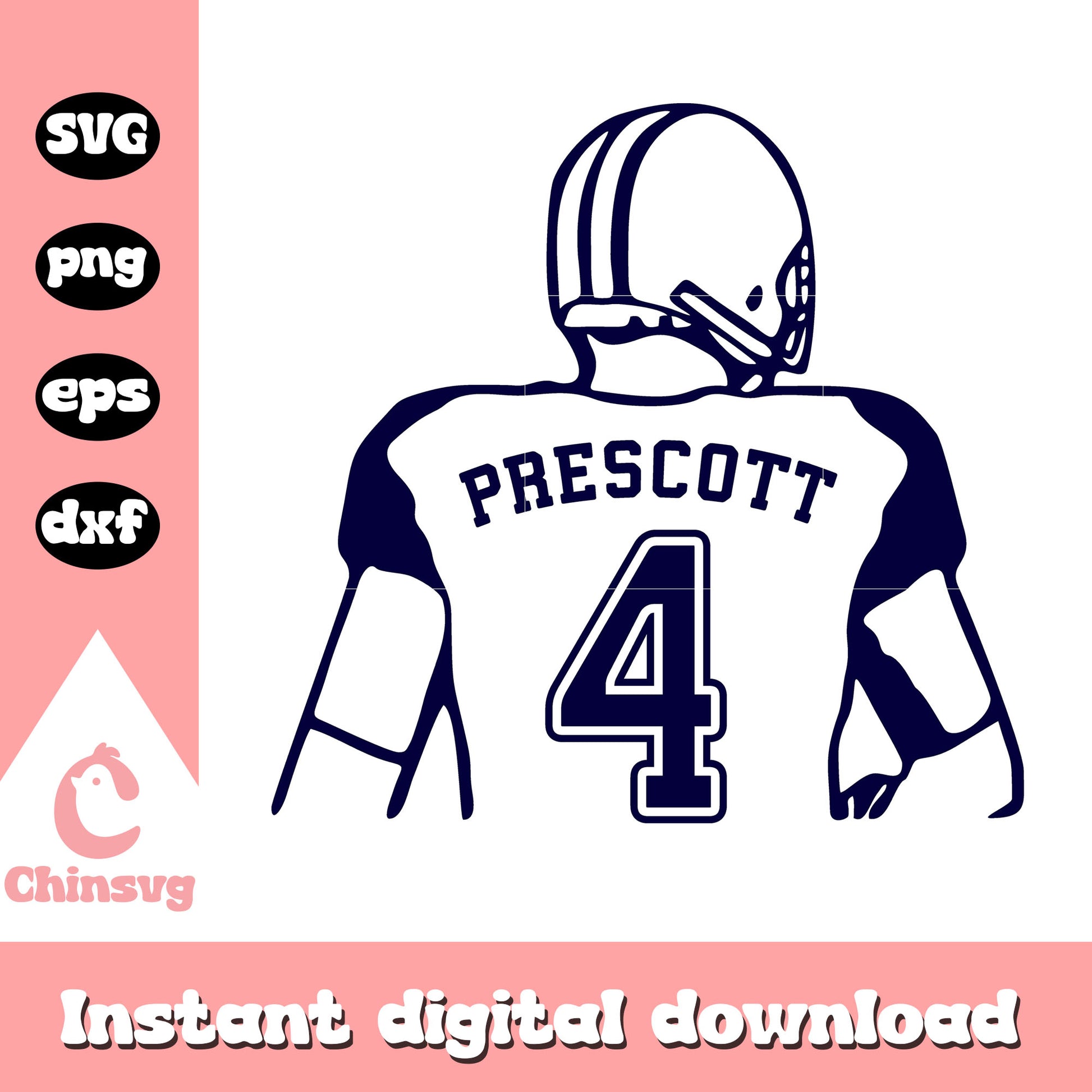 Dallas cowboys nfl prescott player svg, nfl football dallas cowboys svg