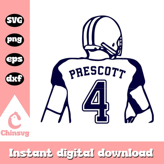 Dallas cowboys nfl prescott player svg, nfl football dallas cowboys svg