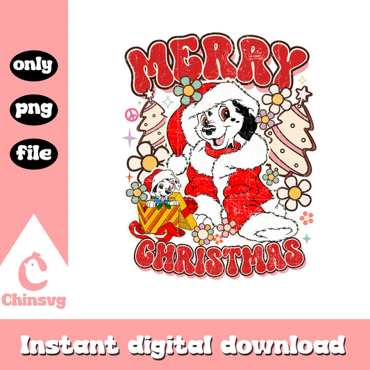 Dalmatian santa merry christmas png, dinsey christmas png