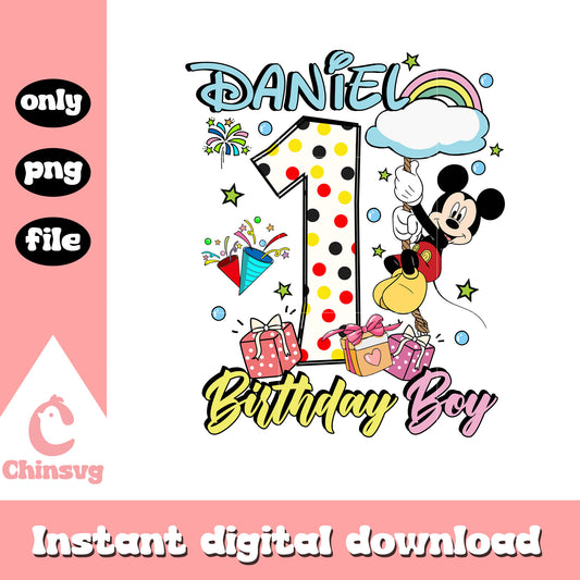 Daniel birthday boy mickey mouse png, disney birthday png, mickey png