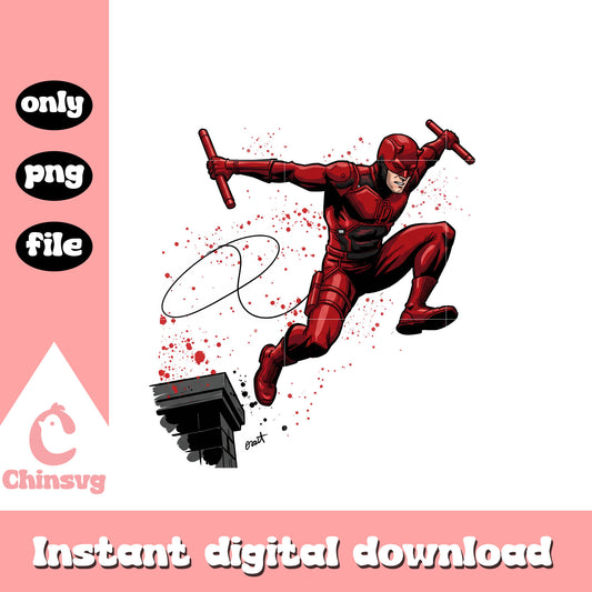 Daredevil posing splatter effect design png, daredevil png