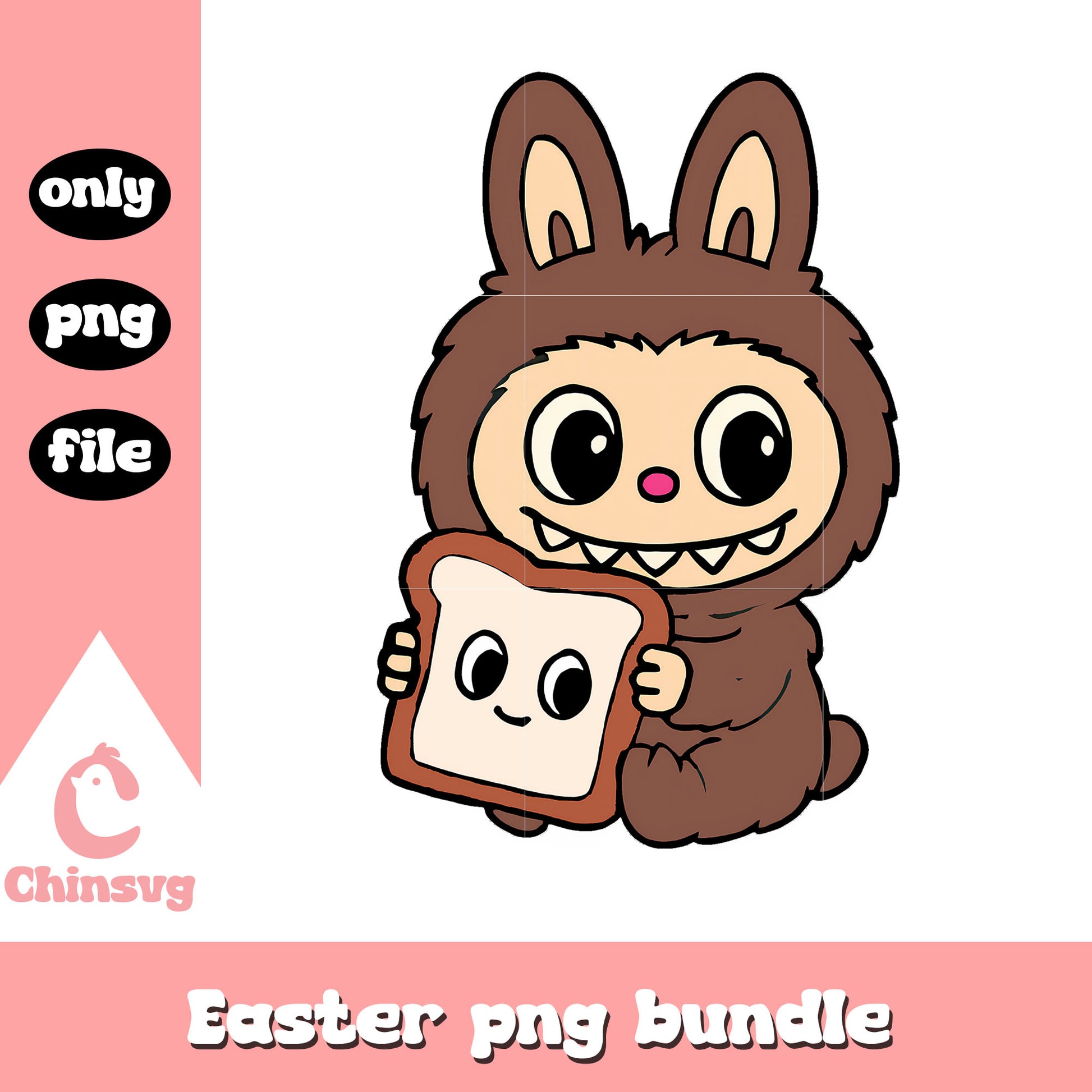 Dark brown labubu hand sandwitch doll design png, brown labubu png