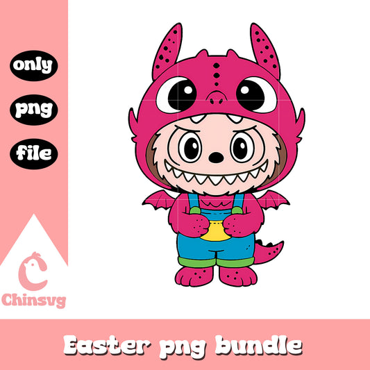 Dark pink baby dragon labubu cute doll png, labubu blind box png