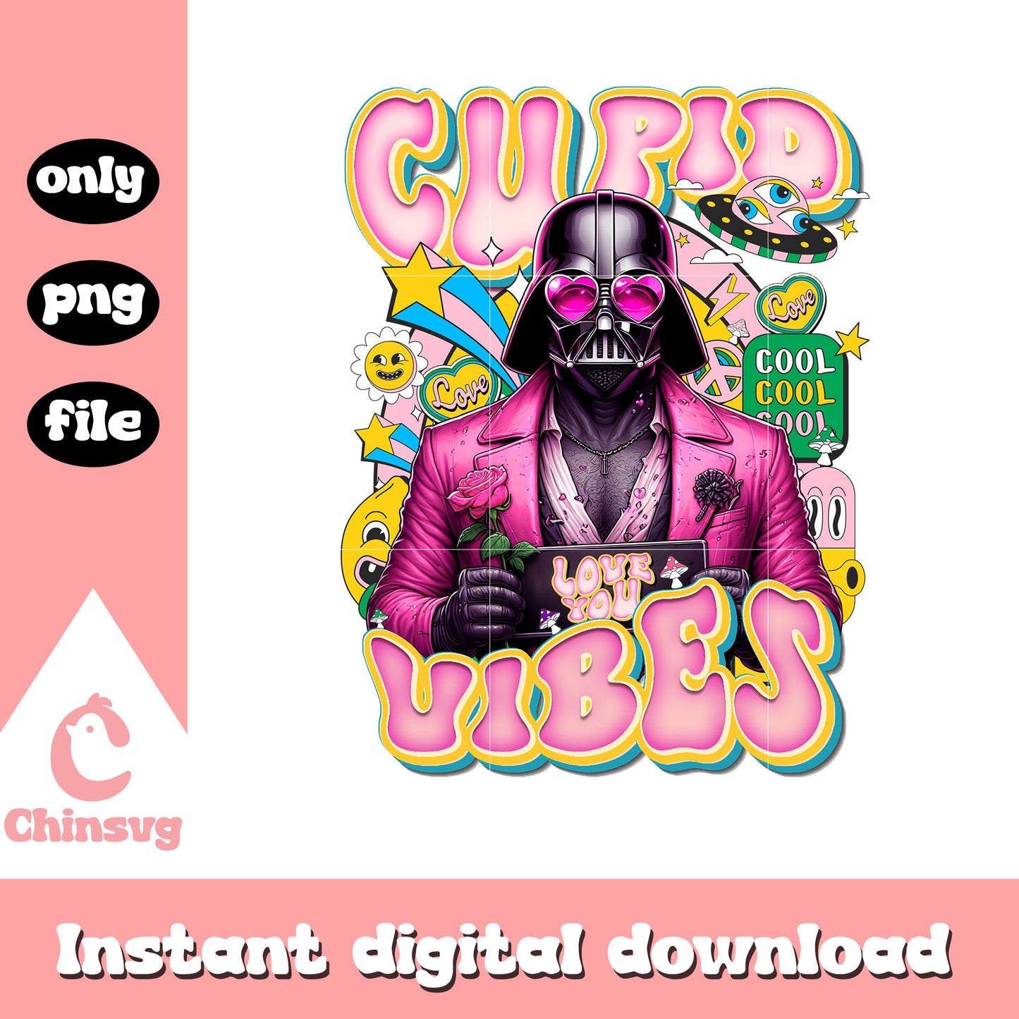 Darth vader cupid vibes valentine png, star wars valentines​ png