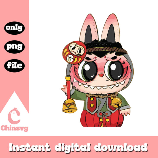 Daruma labubu cute doll design png, the monster labubu png