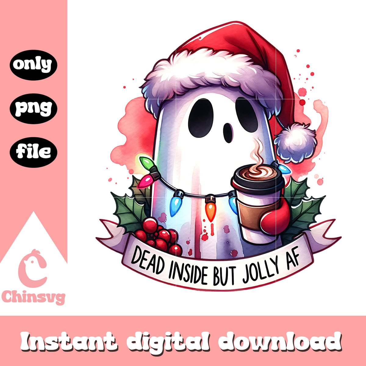 Dead inside by jolly af ghost png, ghost of christmas​ png