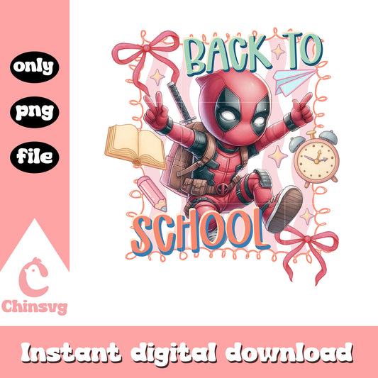 Deadpool back to school coquette clipart png, deadpool character png