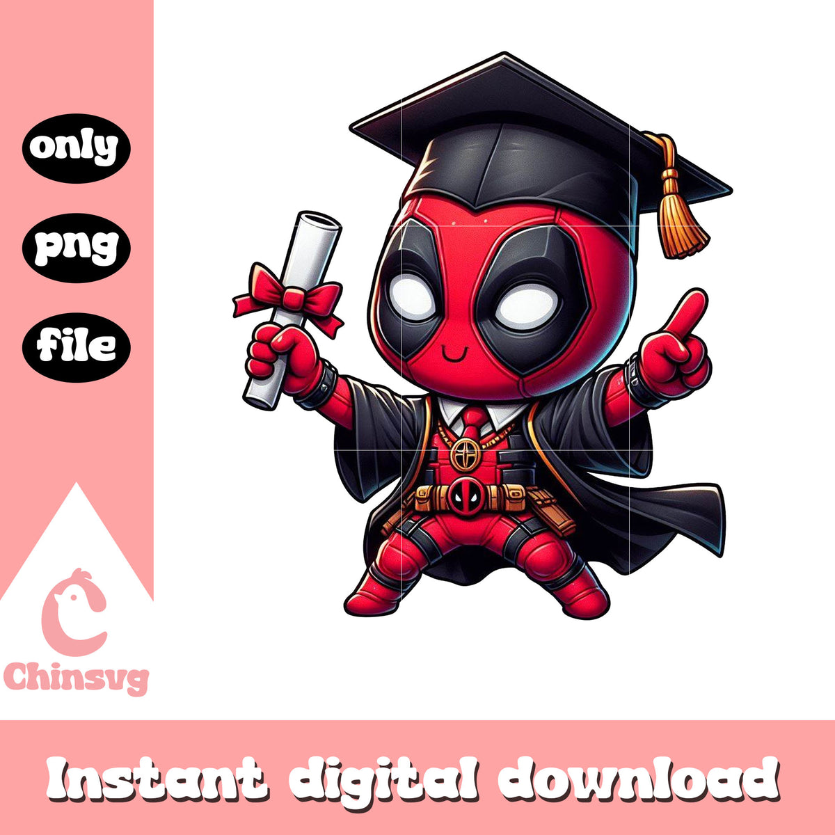 Deadpool Grad Cap Deadpool chibi graduation day png, graduation design png – Chinsvg