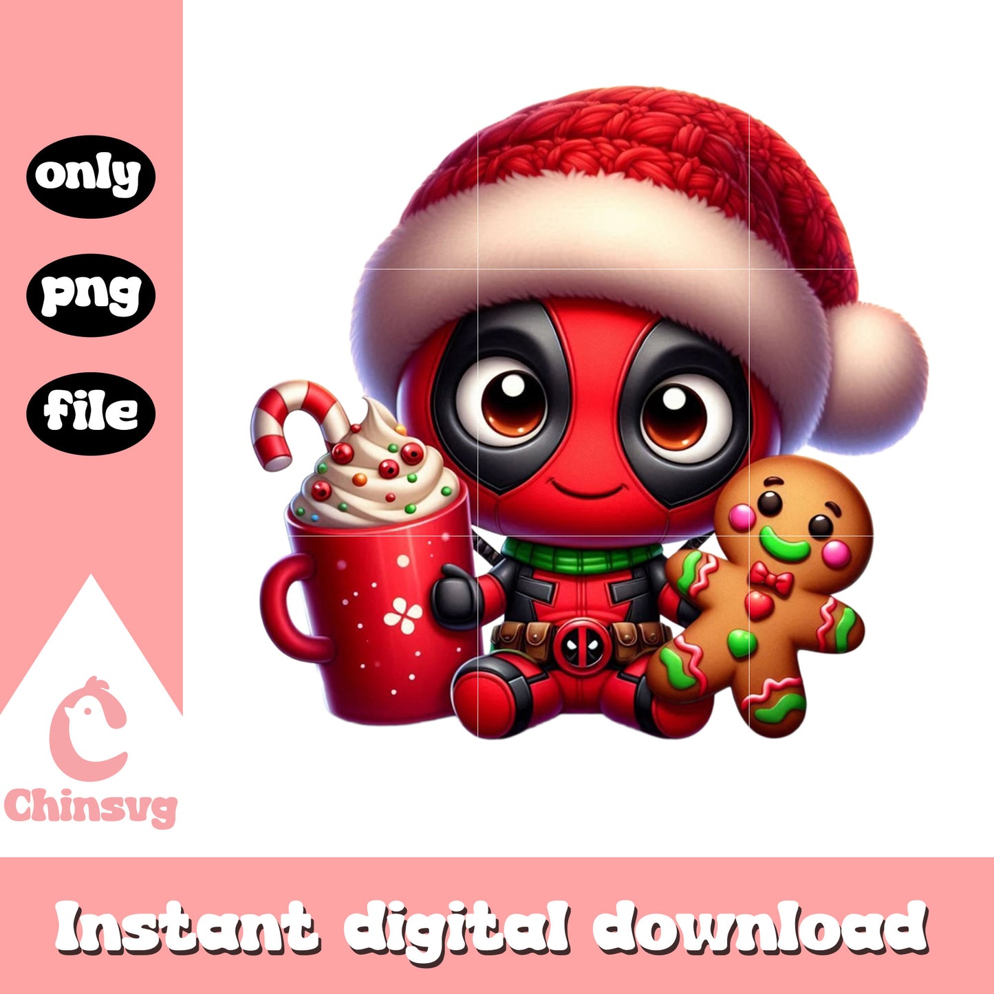 Deadpool wear santa hat design png, marvel deadpool png