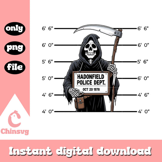 Death mugshot haddonfield police dept png, the death png
