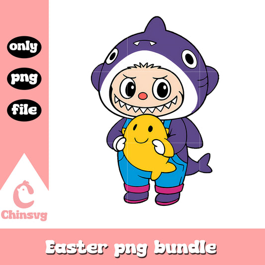 Deep violet baby shark labubu cute doll drawing png, baby labubu png