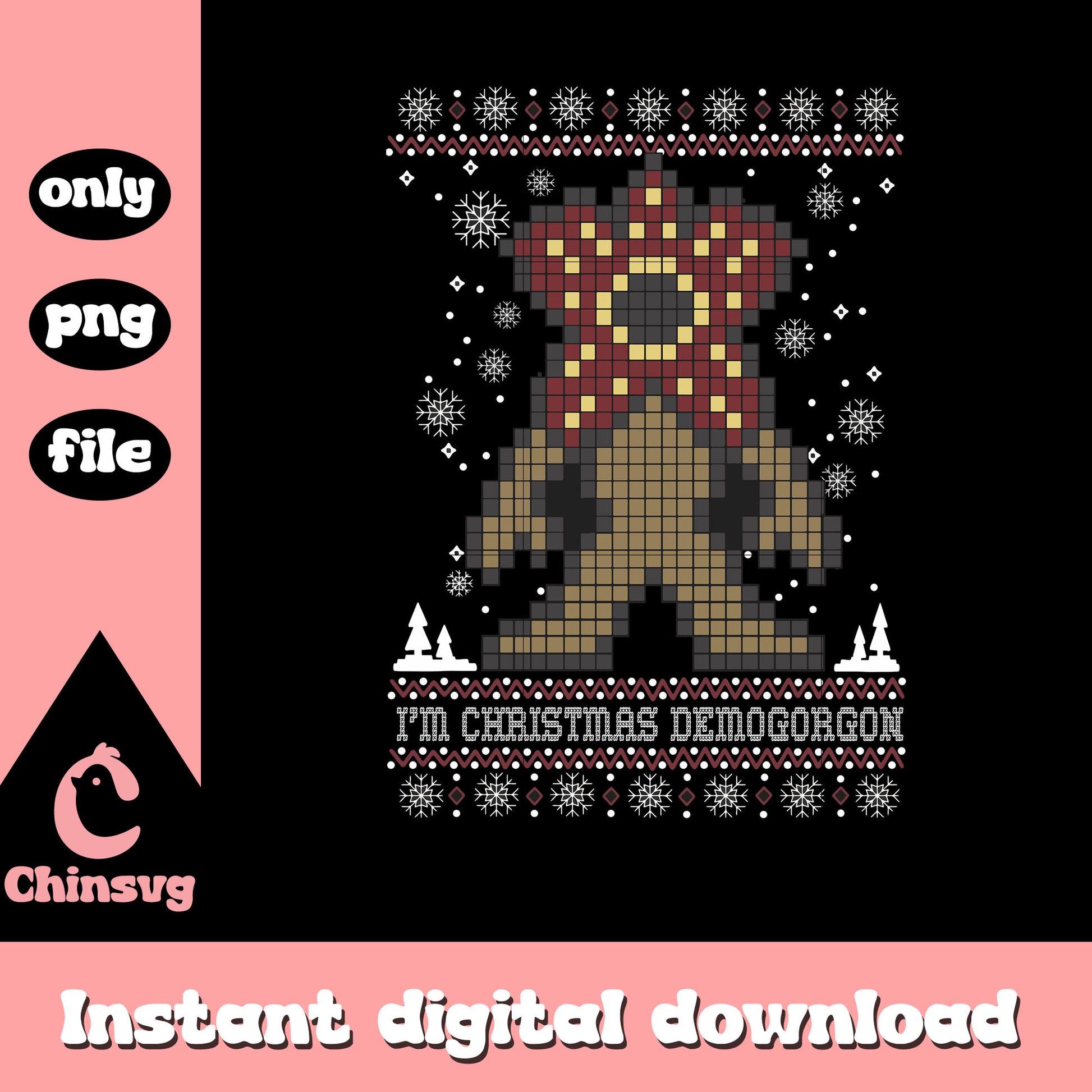 Demogorgon christmas pixel png, stranger things demogorgon png