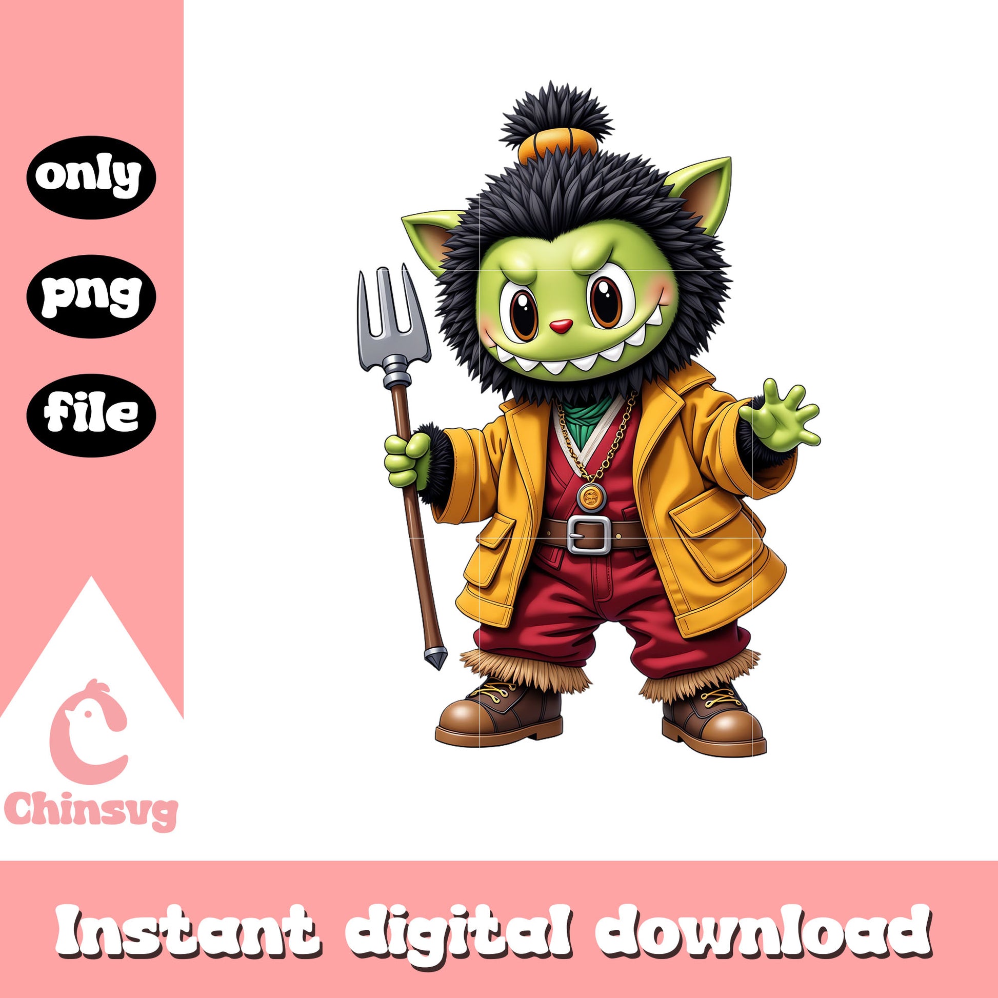 Demon halloween labubu doll design png, labubu baby png