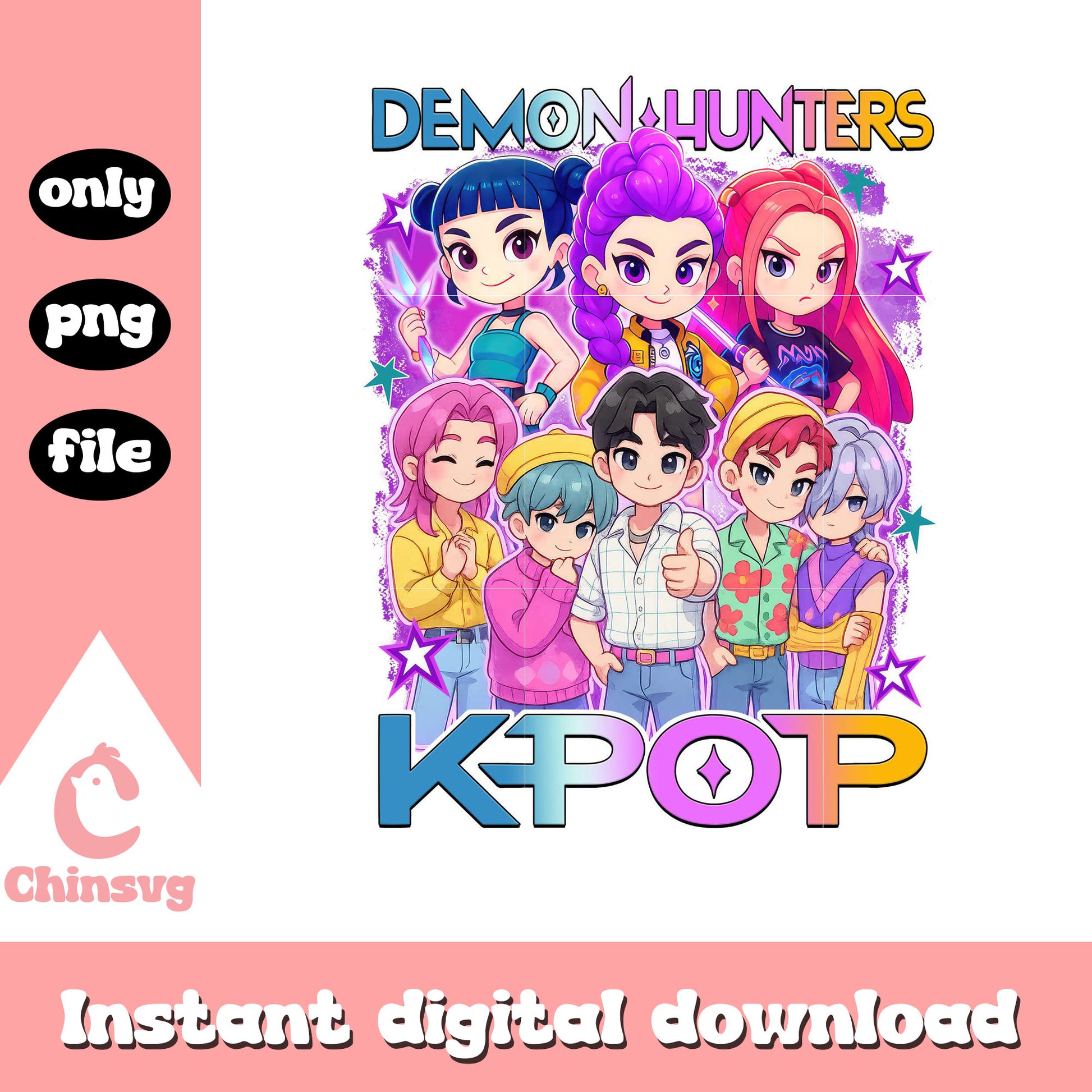 Demon hunter kpop characters png, kpop demon hunter movie png