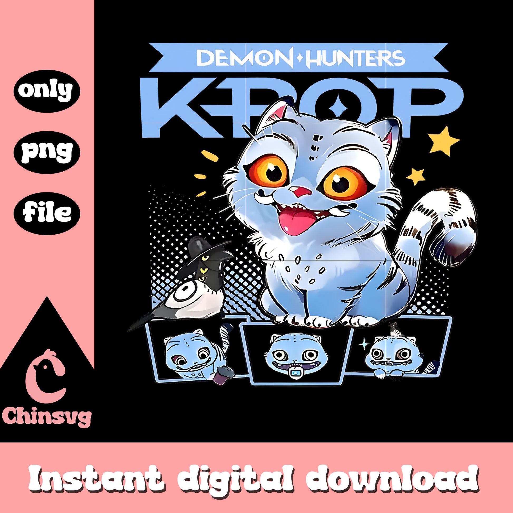 Demon hunters kpop derpy tiger design png, dedmon hunters tiger png