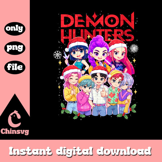 Demon hunters on christmas day png, kpop demon hunters characters png