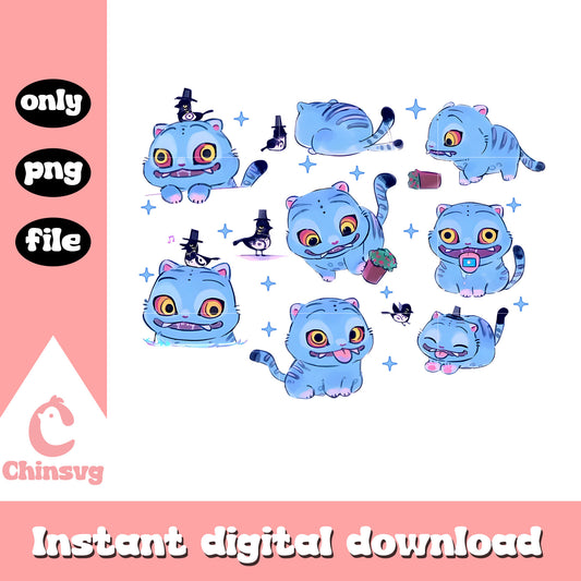Demon hunter tiger playing with sussie png, blue tiger png