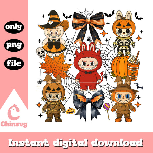 Demon labubu halloween costume png, happy halloween png, labubu png
