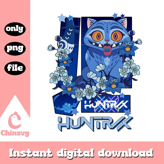 Demon tiger huntrix flower design png, cute demon tiger derpy png